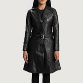 Moonlight Black Leather Trench Coat